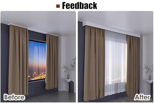 Rail de rideau personnalisable pour plafond suspendu de 2,4 m - Séparateur de pièce pour douches et salles de séjour - 245 cm - Facile à installer - Solution décorative polyvalente et élégante