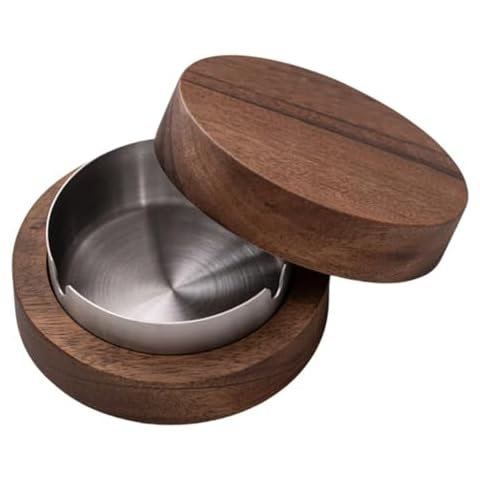 BIGH Wooden Ashtray with Lid for Indoor and Outdoor Cover