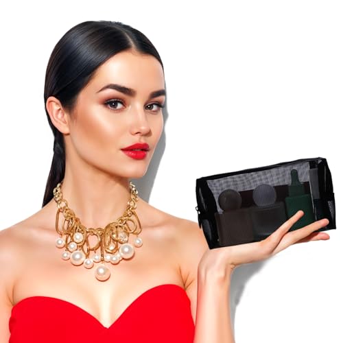 12 Pieces Mesh Makeup Bag Portable Mesh Cosmetic Bag Black Zipper Pouch Breathable Travel Toiletry Bag for Home Offices Travel Accessories Organizer 7