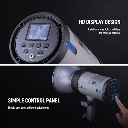 NEEWER Q300 300Ws 2.4G Outdoor Studio Flash with Q Compact Wireless Trigger, 7800mAh Li ion Battery Powered Strobe Light Photography Cordless Monolight with 1000 Full Power Flash 0.4~2.5s Recycle