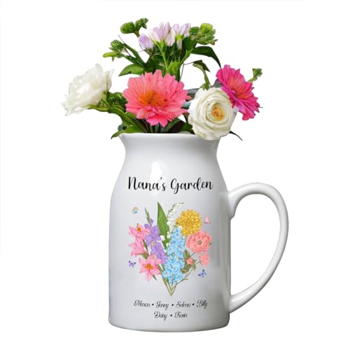 Vaso da fiori personalizzato per il mese di nascita, da giardino, per bambini e nipoti, con nomi e mese di nascita, per la festa della mamma, Natale, regali di compleanno per mamma, nonna, nonna