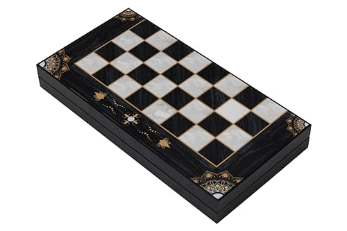 HBS GAMES Midnight Pearl Design Backgammon Brettspiel 48 Zentimeter aus Holz mit Acryl-Spielsteinen Freunde und Erwachsene