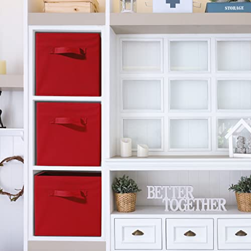 Sorbus® Foldable Storage Cube Basket Bin (6 Pack, Red) #TOP5