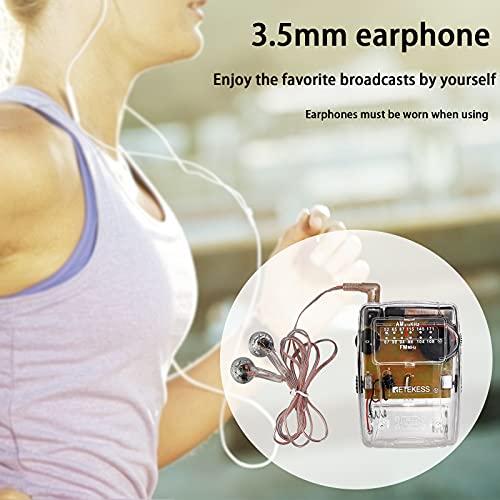 Retekess Tr624 Portable Radio Am Fm, Pocket Mini Radio, Clear Radio With Crystal Headphone, Powered By Aaa Battery, Suit For Indoor Outdoor (Clear) #TOP5
