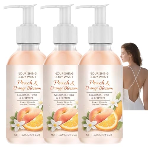 Detergente corporal hidratante aceite de coco melocotón, aceite de coco Nourishing Body Wash Gel de ducha de melocotón, gel de ducha nutritivo Ultra Hidratante Piel Seca Suave Suave Suave Radiante (3