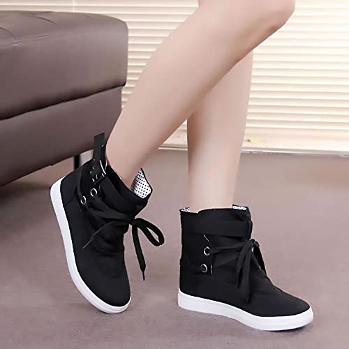 A/U Womens laarzen, anti-slip hoge schoenen canvas schoenen mode eenvoudige casual schoenen - Afbeelding 3