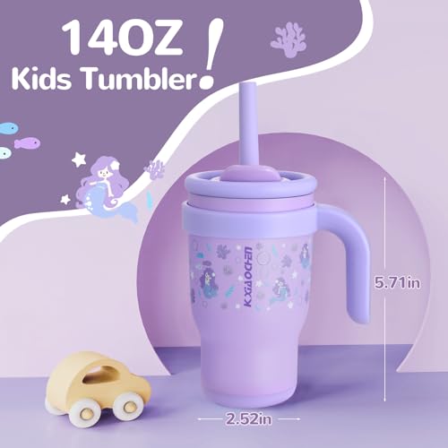 Image of 14 oz Toddler Tumbler with Handle, Kids Sippy Cups with Straw and Spout Lid