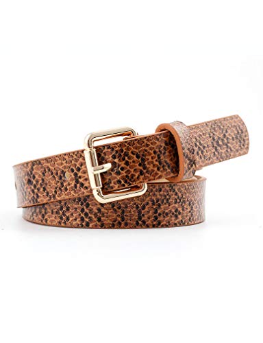 Tan Snakeskin Print Belt For Women/Girl Metal Buckle For Jeans Dress Slim Belts (Tan Snakeskin) Tan Snakeskin Print Belt For Women/Girl Metal Buckle For Jeans Dress Slim Belts (Tan Snakeskin)