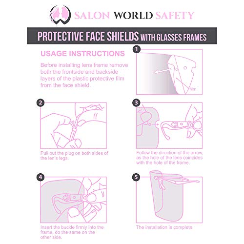 Tcp Global FS-G04G-PINK Salon World Safety Face Shields With Pink Glasses Frames (Pack Of 4) - Ultra Clear Protective Full Face Shields To Protect Eyes, Nose, Mouth - Anti-Fog Pet Plastic thumb #5