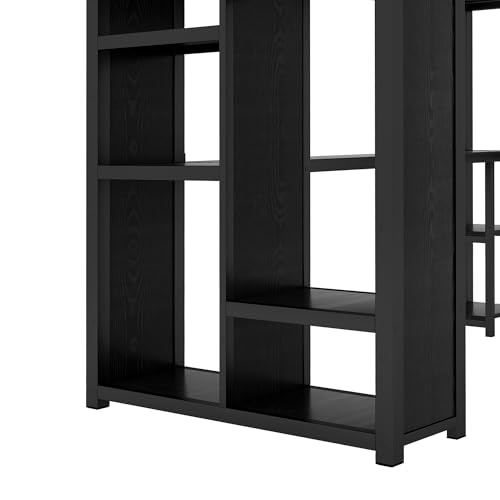 Image of Bellemave Twin XL Loft Bed with Desk, Wardrobe, Metal Twin XL Loft Bed Frame for Adults, Kids, Teens, Black