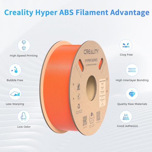 Image of Creality Hyper ABS Filament, Official 3D Printer Filament ABS 1.75mm for High-Speed Printing Convenient Open Printing Material, 1kg(2.2lbs) Spool Fit Most 3D Printer (Orange)