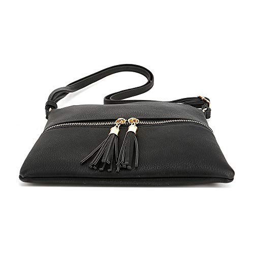 Image of SG SUGU Lightweight Medium Crossbody Bag Shoulder Bag with Tassel and Zipper Pocket