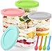 Produktbild Diealles Shine Creami Behälter Für Ninja Eismaschine, 4 Stück Creami Becher Für Ninja NC299 NC300 NC301, Wiederverwendbar Ersatzbehälter Mit Deckeln Und Löffel, Spülmaschinenfest Creami Deluxe Becher