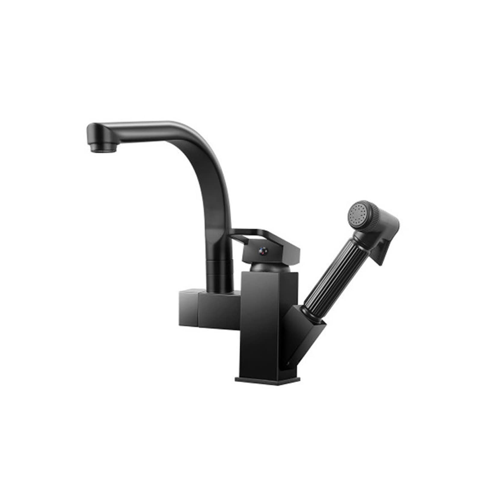 Robinet de cuisine extractible contre les éclaboussures : mitigeur ergonomique noir et chrome