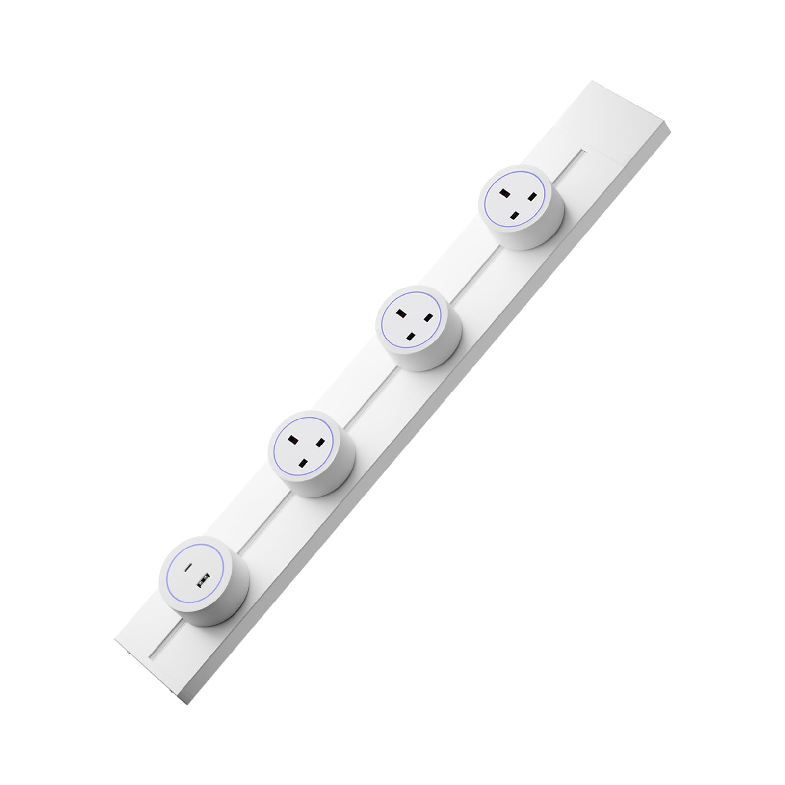CNBINGO Presa elettrica da parete, 60 cm, per cucina, ufficio, casa, bianco | Presa per pista per montaggio a parete, capacità 8000W, lega di alluminio, presa standard UK, presa elettrica con porta USB