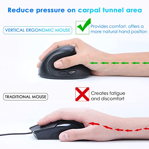 Image of Right Hand Ergonomic Vertical Wireless Mouse Type C Rechargeable 6 Btn Mice