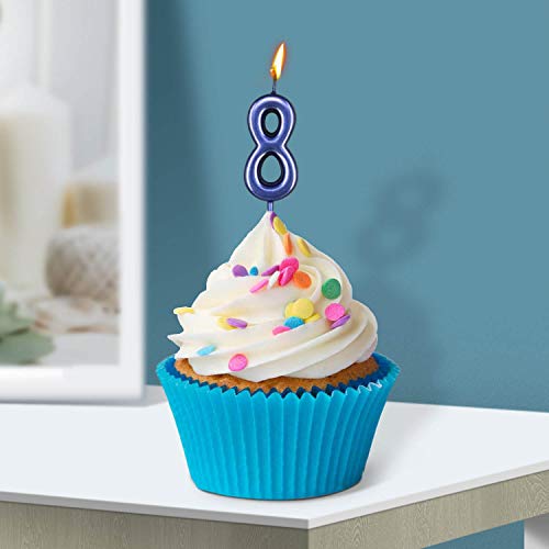 image for Beanlieve Blue Numeral Birthday Candles - Cake Numeric Candles Number 
