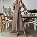 Women Summer Casual Dresses 3/4 Sleeve Solid Color Loose Fit Spring Sundress V Neck A Line Fashion Swing Midi Dress S-2XL