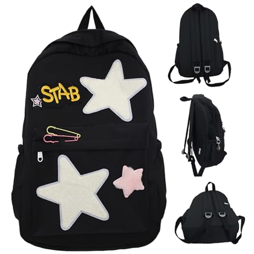 Sac à dos motif étoile en nylon Preppy résistant avec sangle réglable