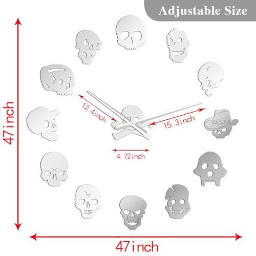 Reloj de pared gigante calavera 3D silencioso miniatura 3