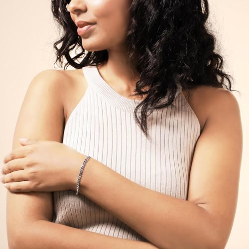 Image of TRUESILVER ACPL Solid 925 Sterling Silver Curb Chain Bracelet | Lightweight Italian Diamond-Cut 4.5MM Cuban Link Curb Chain Bracelet for Men(6.5, 7, 7.5, 8, 8.5 & 9 Inches)