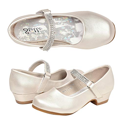 STELLE Girls Mary Jane Shoes Low Heel Party Dress Shoes for Kids (3ML, T02-Champagne)