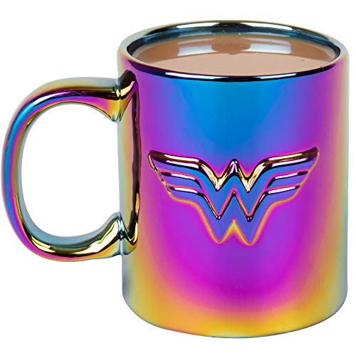 Wonder Woman Ceramic Coffee Mug - Iridescent Metallic Electroplate Finish with Wonder Woman Logo - 1 - //coolthings.us