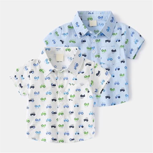 Toddler Girls Button Up Shirts Kids Cute Cartoon Summer Short Sleeve Dress Shirts Infant Boys Basic Tops Blouse with Pockets4