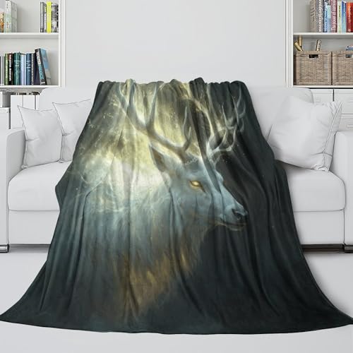 Couverture flanelle cerf tacheté 3D 150x200cm pour canapé - 5