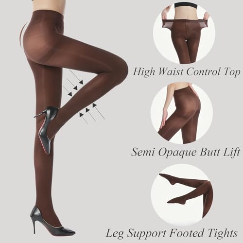 Image of HA WA Women 80D Opaque Tights High Waist Control Top Pantyhose