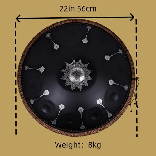 Tambor Handpan negro con 10 notas y patrones miniatura 4
