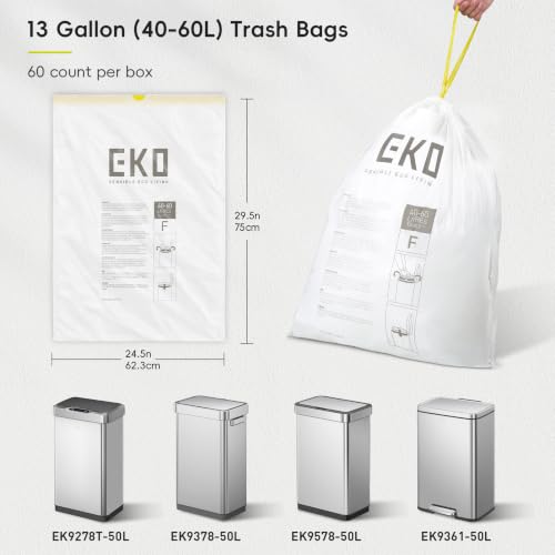 Image of EKO Ultra-Strong Extra-Tall 13 Gallon Kitchen Trash Bags, Lavender, 60 Ct
