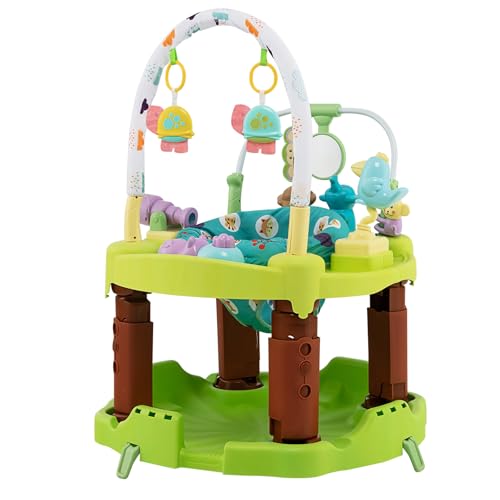 Image of HOMGX Baby Bouncer Activity Center, 3 in 1 Baby Jumper Center & Infant Playtime Mat & Activity Table w/Baby Toys, 3 Adjustable Heights & 360° Rotatable Seat, Activity Center for Toddlers (Green)