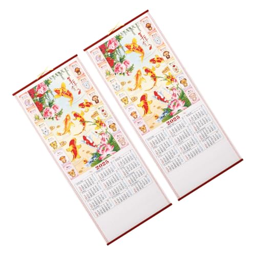 SECFOU 2個年蛇年掛け軸壁掛けカレンダー 厚手素材使用 旧暦表示 月間スケ