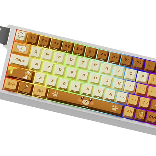 Teclas de teclado mecánico de oso de pan PBT de 74 teclas 1