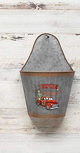 Wall Planter/Home For Christmas/Hanging Galvanized Metal Vintage Truck Design Rustic Container Planter Decor Indoor Outdoor 12" X 7.5" #TOP1