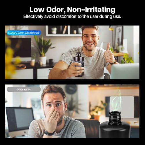 ELEGOO Resina lavável 2.0 para impressora 3D Cinza Cerâmica 1KG - Resina de fotopolímero padrão de c
