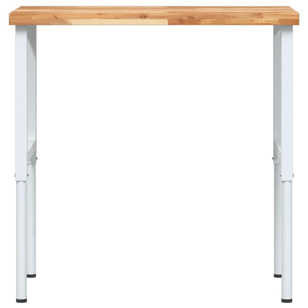Banco de trabajo rectangular de madera maciza de acacia, 100 x 60 x 73-99,5 cm