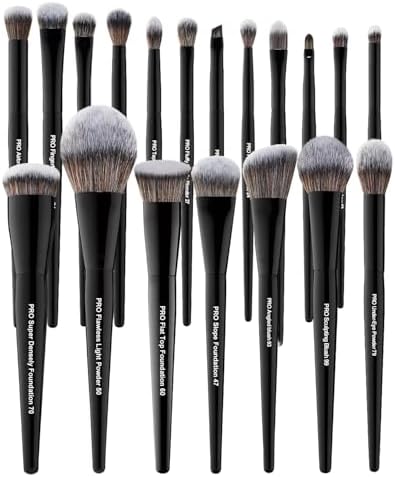 Bueart Design 32Pcs PRO Grade Makeup Brushes Set with — side view showing full product dimensions