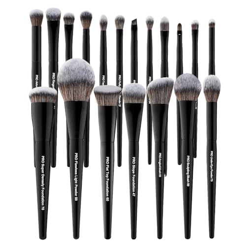 Bueart 19Pcs Makeup Brush Set, Synthetic, Vegan, Labeled