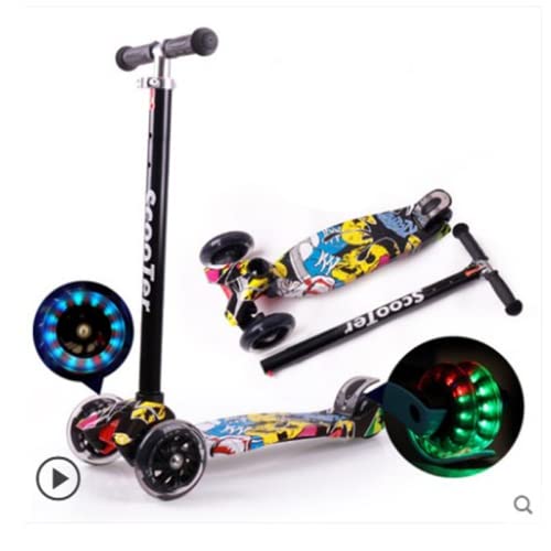 COOLBABYKids Scooter 3 Wheel Mini Adjustable Kick Scooter with LED Light Up Wheels