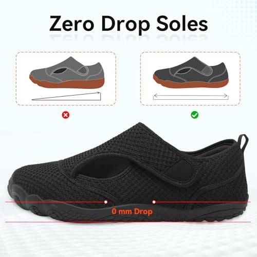 Spesoul Barefoot Shoes Women Wide Diabetic Shoes Orthopedic Neuropathy Womens Walking Shoes Slip On Sneakers Lightweight Zero Drop for Edema Swollen Feet Hiking Water Grounded Elderly Women 8.5 Black by Spesoul - Used condition - Image 5