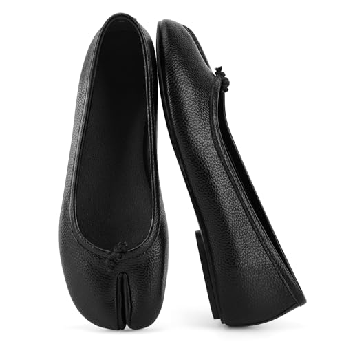 Image of VBDB Tabi Ballet Flats Shoes for Women Rounde Toe Wide Width Split Toe Low Heel Comfortable Flats Shoes