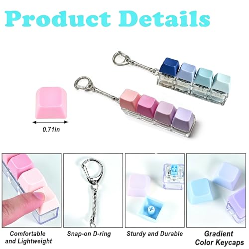 Image of Keyboard Fidget Toy, Four Key Mechanical Style Keychain with Snake Chain, Stress Relief Gadget for Office Workers and Students, Portable Anxiety Relief Tool for Commuting and Gaming