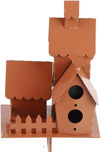 Miniatura 8 de JTLB Estacas de jardín para pajareras, casa de pájaros de metal con poste, arte de metal, casa de pájaros, casa de colibrí, casa de pájaros de metal
