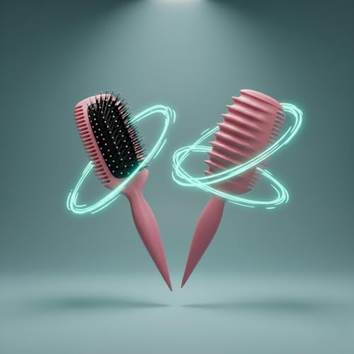 Image of Curl Define Styling Brush - Nylon Detangling & Curl-Defining Hair Brush for Curly, Wavy & Frizzy Hair - Paddle Brush with Wide Tooth Comb for Men, Women & Kids (Pink)