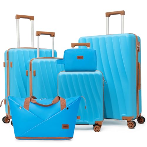 Image of Luggage Sets 6 Piece Suitcases with Wheels,ABS Hard Case Suitcases with Spinner Wheels,Durable Travel Luggage(SkyBlue, 6 Piece Set(16 inch /20 inch /24 inch /28))