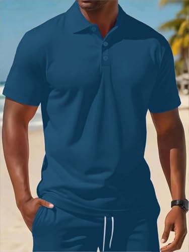 Image of Jawdrobe Co-ord Set for Men - Polo T-Shirt & Shorts Set | Loungewear, Beachwear & Daily Comfort