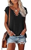 ETCYY NEW Womens Cap Sleeve Tank Tops Casual T-Shirt Loose Fit Basic Shirts