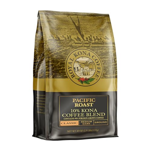 ROYAL KONA 10% Kona Coffee Blend Ground Coffee, Classic Pacific